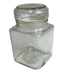 Vintage Clear Glass 8” Storage Cookie Jar Airtight Square